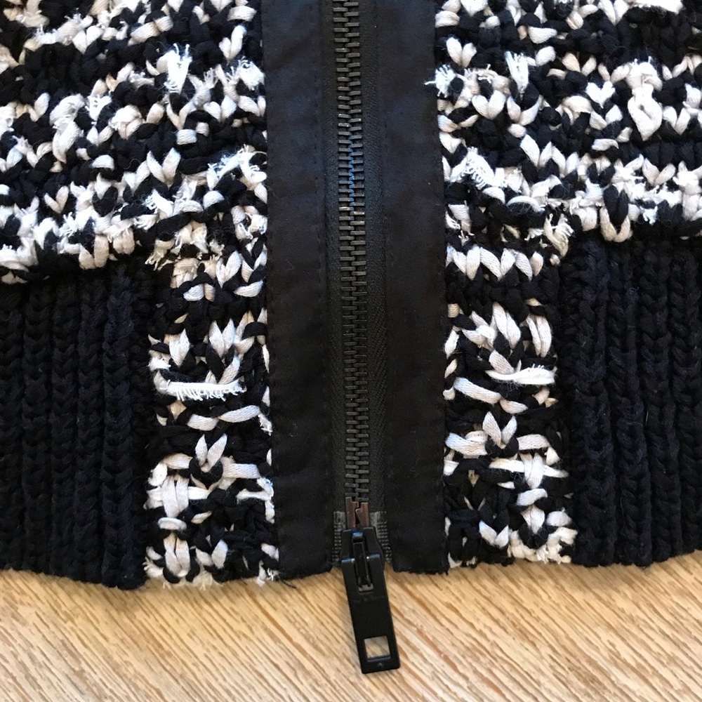 Rag & Bone Viola Black And White Ribbon Knit Sweater Jacket Zipper - Picture 10 of 15